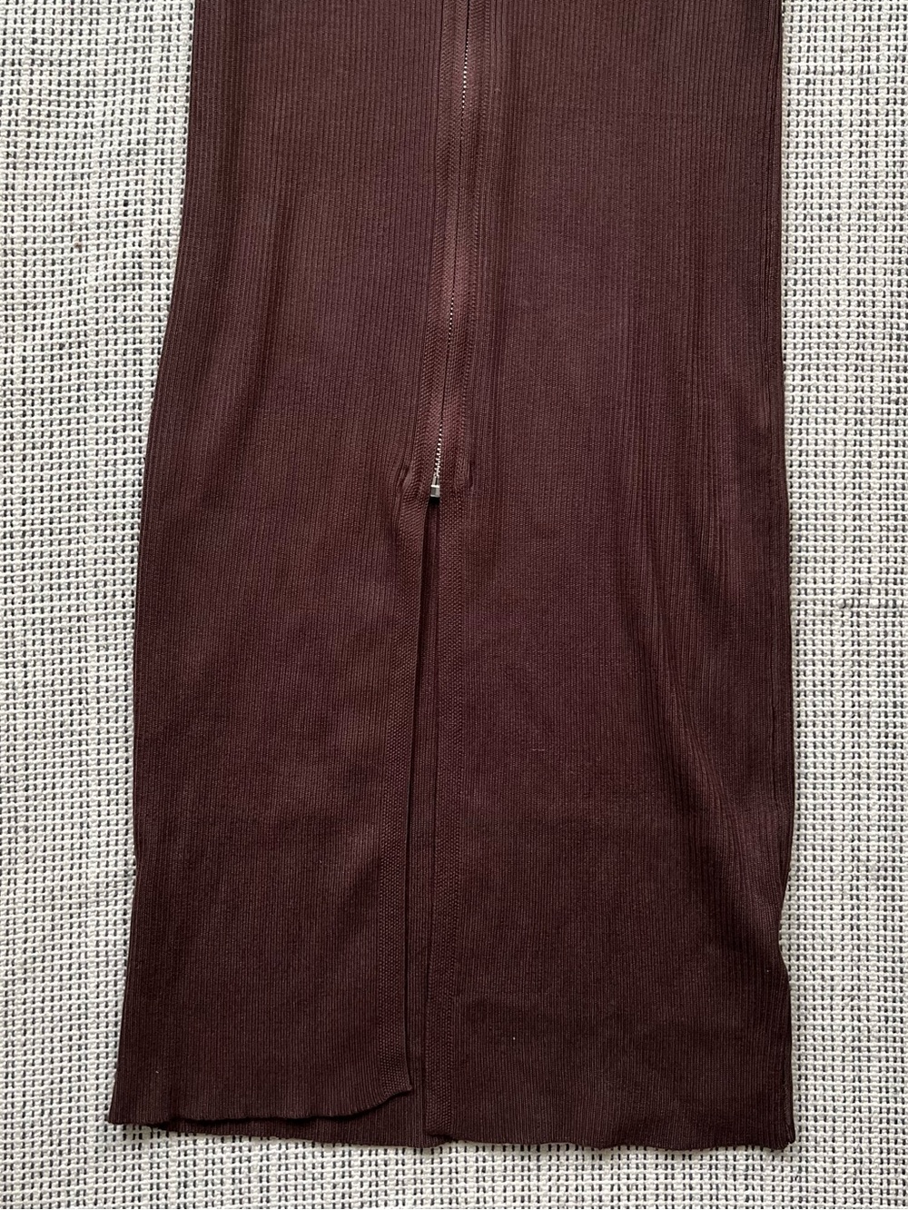 Brown Ribbed Zip-Front Dress - Riley & James Size Small - Picture 2 of 7